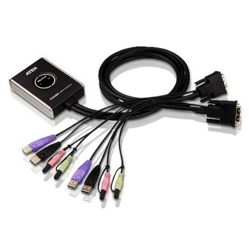 ATEN 2-Port USB DVI/Audio Cable KVM Switch with Remote Port Selector