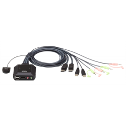 ATEN 2-Port USB DisplayPort Cable KVM Switch with Remote Port Selector