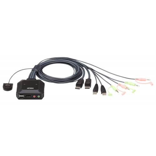 ATEN 2-Port USB DisplayPort Cable KVM Switch with Remote Port Selector