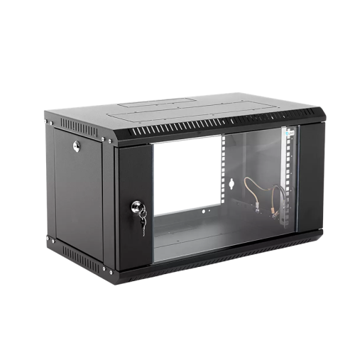 ЦМО Шкаф телекоммуникационный настенный разборный ЭКОНОМ 6U (600х520) дверь стекло, цвет черный