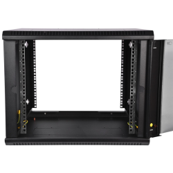 ЦМО Шкаф телекоммуникационный настенный разборный ЭКОНОМ 6U (600х350) дверь стекло, цвет черный