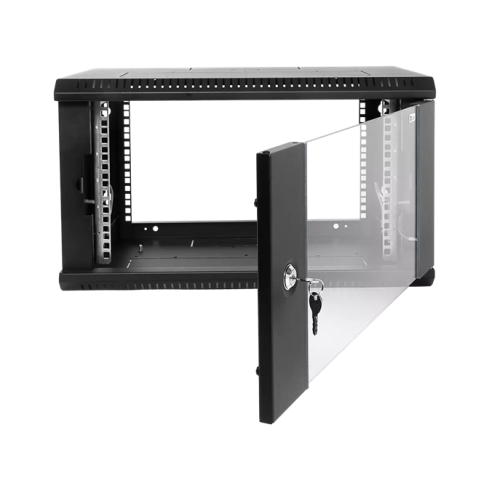 ЦМО Шкаф телекоммуникационный настенный разборный ЭКОНОМ 6U (600х520) дверь стекло, цвет черный