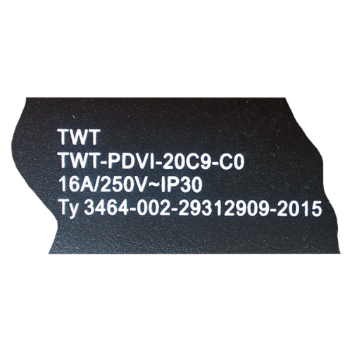 Блок розеток вертикальный, 1-фазный с автоматом, A/V-метр, 16A / 250V, 20xC19, шнур 3.0 м, разъем C20