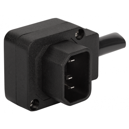 Вилка IEC 60320 C14, 10A, 250V, угловая, разборная, черная