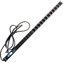 Блок розеток вертикальный, 1-фазный с автоматом, A/V-метр, 32A / 250V, 4xC19 + 20xC13, шнур 3.0 м, разъем IEC309