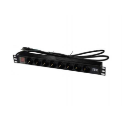 ITK PDU 8 розеток нем. ст, с LED выкл,1U, шнур 2м вилка нем. Ст