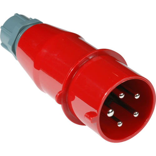 Вилка IEC 309 трехфазная, 32A, 380V, разборная, красная