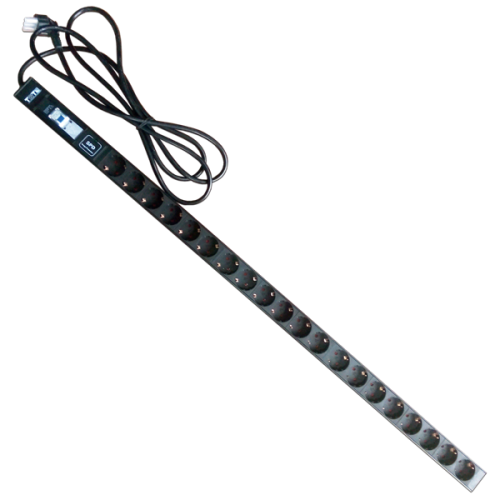 Блок розеток вертикальный, 1-фазный с автоматом, 16A / 250V, 20xSchuko, шнур 3.0 м, вилка Schuko