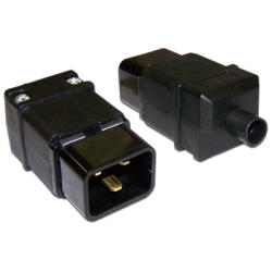 Вилка IEC 60320 C20, 16A, 250V, прямая, разборная, черная