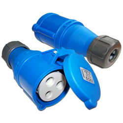 IEC 309 однофазная, мама, 32A, 250V, разборная, синяя