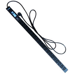 Блок розеток вертикальный, 1-фазный с автоматом, 16A / 250V, 20xC13, шнур 3.0 м, вилка Schuko