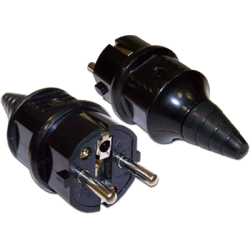 Вилка CEE 7/7 Schuko, 16A, 250V, прямая, разборная, черная