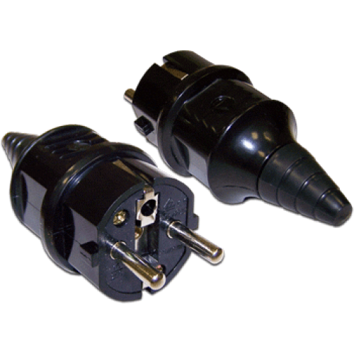 Вилка CEE 7/7 Schuko, 16A, 250V, прямая, разборная, черная