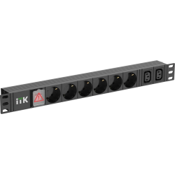 ITK PDU 6 розеток нем. ст. + 2 С13 LED 1U каб. 2м нем. ст.