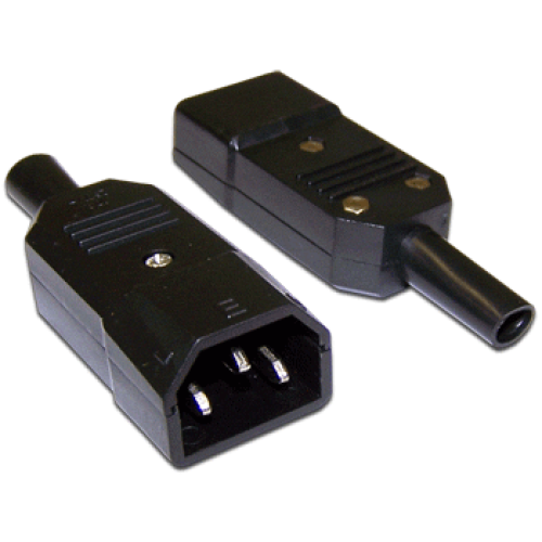 Вилка IEC 60320 C14, 10A, 250V, прямая, разборная, черная
