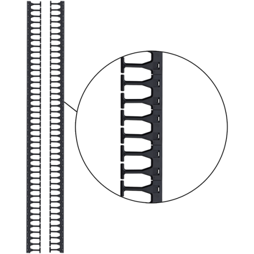 Кабельная гребенка 42U с пальцами глубиной 106 мм, для шкафов LANMASTER DCS шириной 800 мм, 2 шт. в компл., черная