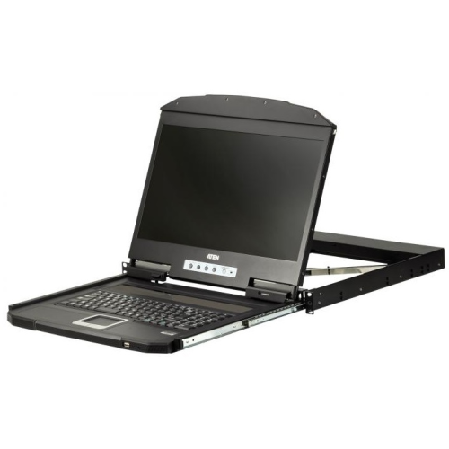 ATEN 1U Ultra Short Depth 18.5” Short Depth USB HDMI Single Rail LCD Console (1920 x 1080)