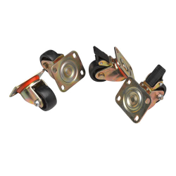 LANDE Ролики для напольных шкафов LANDE, комплект 4 шт (2 с тормозом, 2 без тормоза), крепление на винтах, нагрузка 250 кг на ролик