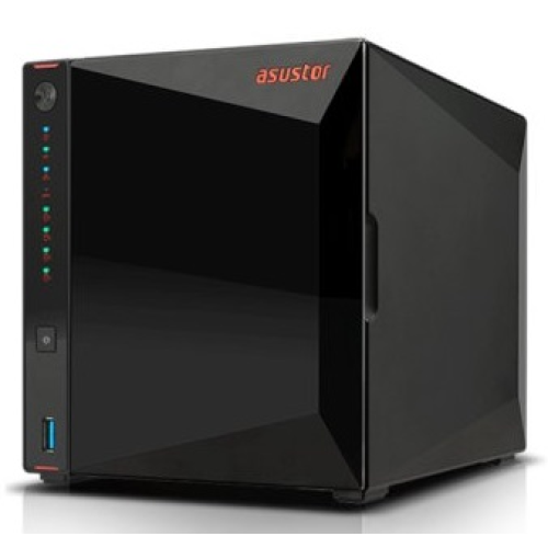 ASUSTOR AS5304T 4-Bay NAS/Media player/Intel Celeron J4105 1.5GHz, up to 2.5 GHz(Quad-Core), 4GB SO-DIMM DDR4, noHDD(HDD,SSD),/2x2,5GbE(LAN)/3xUSB3.2,HDMI/4ip camera license ; 90IX0181-BW3S10