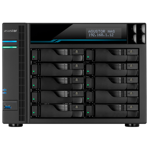 ASUSTOR AS6510T 10-Bay NAS/Media player/Intel Atom C3538 2,1GHz(Quad-Core), 8GB SO-DIMM DDR4, noHDD(HDD,SSD),/2x10GbE+2x2,5Gbe(LAN)/2xUSB3.2,HDMI/M.2/4ip camera license ; 90IX0191-BW3S10