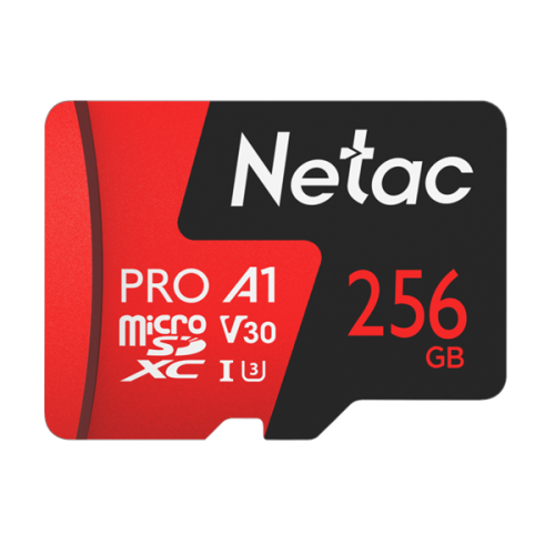 Netac P500 Extreme PRO 256GB MicroSDXC V30/A1/C10 up to 100MB/s, retail pack with SD Adapter