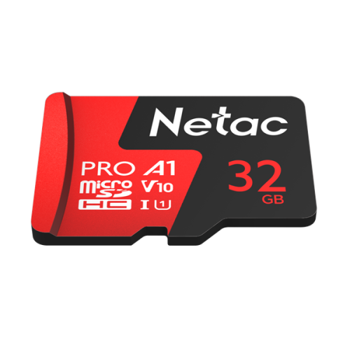 Netac P500 Extreme PRO 32GB MicroSDHC V10/A1/C10 up to 100MB/s, retail pack with SD Adapter