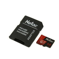 Netac P500 Extreme PRO 64GB MicroSDXC V30/A1/C10 up to 100MB/s, retail pack with SD Adapter