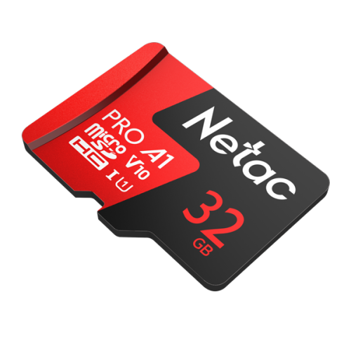 Netac P500 Extreme PRO 32GB MicroSDHC V10/A1/C10 up to 100MB/s, retail pack with SD Adapter