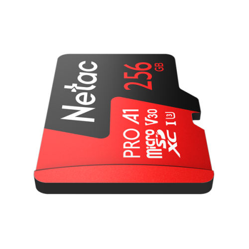 Netac P500 Extreme PRO 256GB MicroSDXC V30/A1/C10 up to 100MB/s, retail pack with SD Adapter