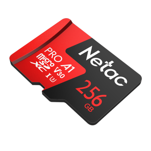 Netac P500 Extreme PRO 256GB MicroSDXC V30/A1/C10 up to 100MB/s, retail pack with SD Adapter