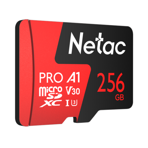 Netac P500 Extreme PRO 256GB MicroSDXC V30/A1/C10 up to 100MB/s, retail pack with SD Adapter
