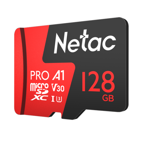Netac P500 Extreme PRO 128GB MicroSDXC V30/A1/C10 up to 100MB/s, retail pack with SD Adapter
