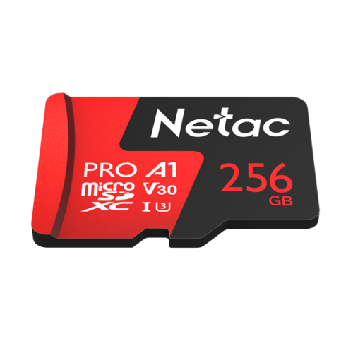 Netac P500 Extreme PRO 256GB MicroSDXC V30/A1/C10 up to 100MB/s, retail pack with SD Adapter