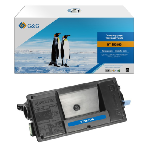 G&G toner cartridge for Kyocera P3045dn/P3050dn/P3055dn/P3060dn/P3145dn/P3150dn/P3155dn/P3260dn/M3145dn/M3645dn/M3860idn/M3860idnf 12 500 pages with chip TK-3160 1T02T90NL1