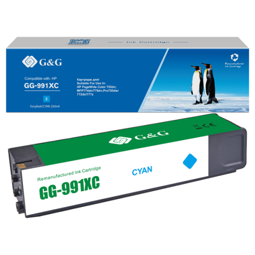 Cartridge G&G 991X для HP PageWide Managed, (16 000стр.), голубой (аналог X4D10AC,M0K06XC,M0J90AE)