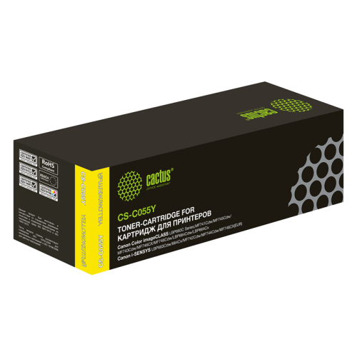 Cactus CS-C055Y 055 Y желтый (2100стр.) для Canon LBP663Cdw, LBP664Cx, MF746Cx, MF742Cdw, MF744Cdw
