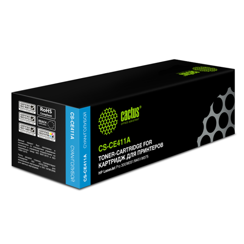 Cactus CS-CE411A CE411A голубой (2600стр.) для HP LJ Pro 300/M351/M451/M375
