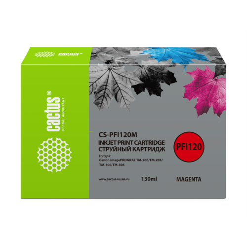 Cactus CS-PFI120M PFI-120M пурпурный (130мл) для Canon imagePROGRAF TM-200/TM-205/TM-300/TM-305