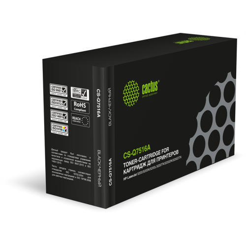 Cactus CS-Q7516A Q7516A черный (12000стр.) для HP LJ 5200/5200N/5200L/5200TN/5200DTN