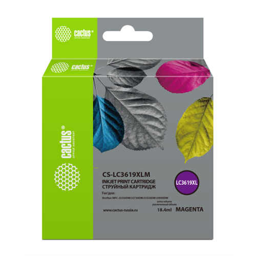 Cactus CS-LC3619XLM пурпурный (19.4мл) для Brother MFC-J2330DW/J2730DW/J3530DW/J3930DW