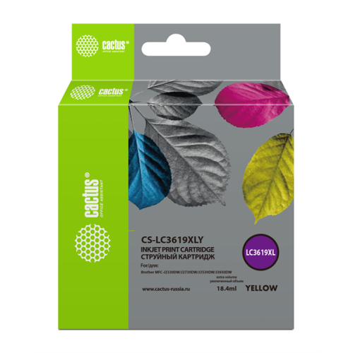 Cactus CS-LC3619XLY желтый (19.4мл) для Brother MFC-J2330DW/J2730DW/J3530DW/J3930DW