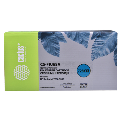 Cactus CS-F9J68A 728XXL черный матовый (300мл) для HP DJ T730/T830