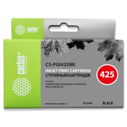 Cactus CS-PGI425BK PGI-425BK черный пигментный (16мл) для Canon Pixma iP4840/MG5140/5240/6140/8140/MX884