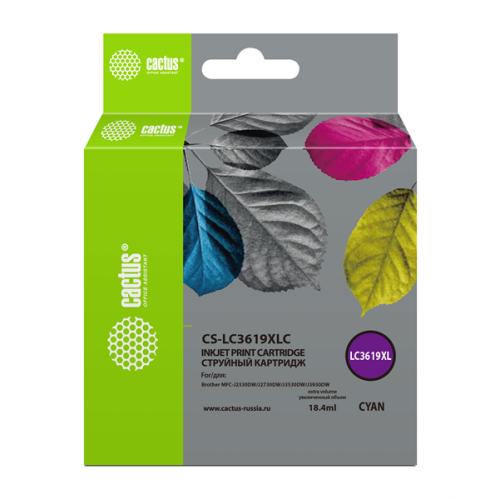 Cactus CS-LC3619XLC голубой (19.4мл) для Brother MFC-J2330DW/J2730DW/J3530DW/J3930DW