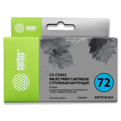 Cactus CS-C9403 №72 черный матовый (130мл) для HP DJ T610/T620/T770/T1100/T1100MFP/T1120/T1200