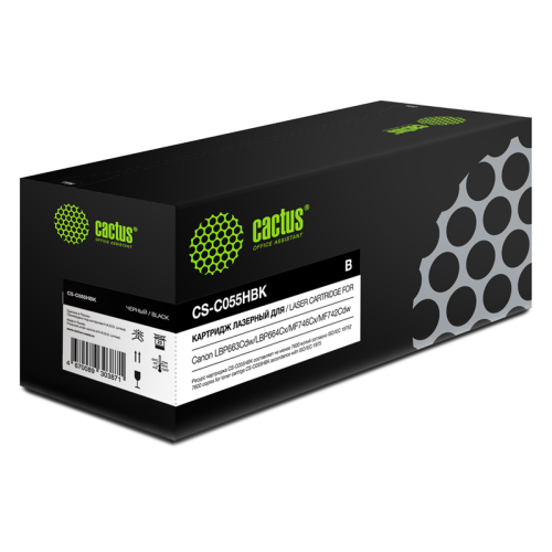 Cactus CS-C055HBK 055 H BK черный (7600стр.) для Canon LBP663Cdw/LBP664Cx/MF746Cx/MF742Cdw/MF744Cdw