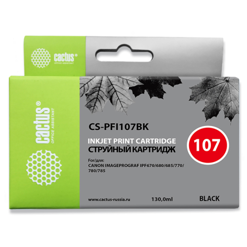 Cactus CS-PFI107BK PFI-107BK черный (130мл) для Canon IP iPF670/iPF680/iPF685/iPF770/iPF780/iPF785/