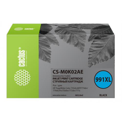 Cactus CS-M0K02AE 991XL черный (465мл) для HP PageWide755dn;MFP774dn/779dn;Pro750dw/772dn