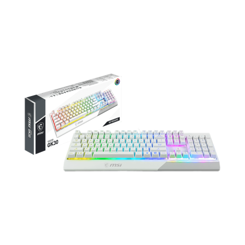 Gaming Keyboard MSI VIGOR GK30, Wired, Mechanical-like plunger switches. 6 zones RGB lighting with several lighting effects.  Anti-ghosting Capability. Water Resistant (spill-proof), White