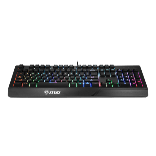 Gaming Keyboard MSI VIGOR GK20, Wired, membrane Keyboard with ergonomic keycaps and wrist rest.  12 Key Anti-ghosting Capability. Water Resistant (spill-proof), Static multi-colour backlighting, Black